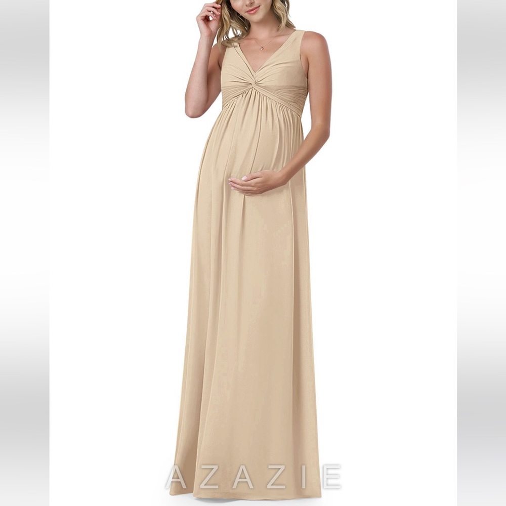 Azazie Yetta Maternity Dress - Champagne